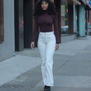 American Apparel High waist cream flare pants